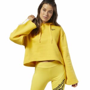 Bluza Z Kapturem Damskie Reebok Classic Vector Głęboka Zielone Żółte PL 24IELJQ